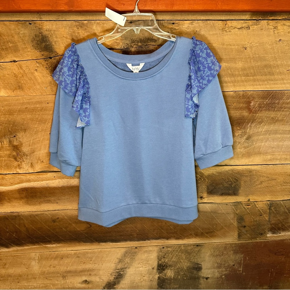 Nicole Miller Blue Sweater with Purple Accents
